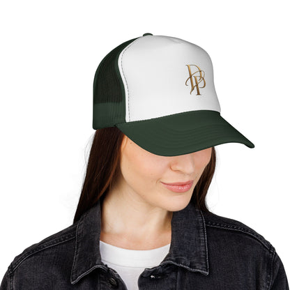 Diopso Logo Trucker Cap — Gold Embroidered Mesh Hat