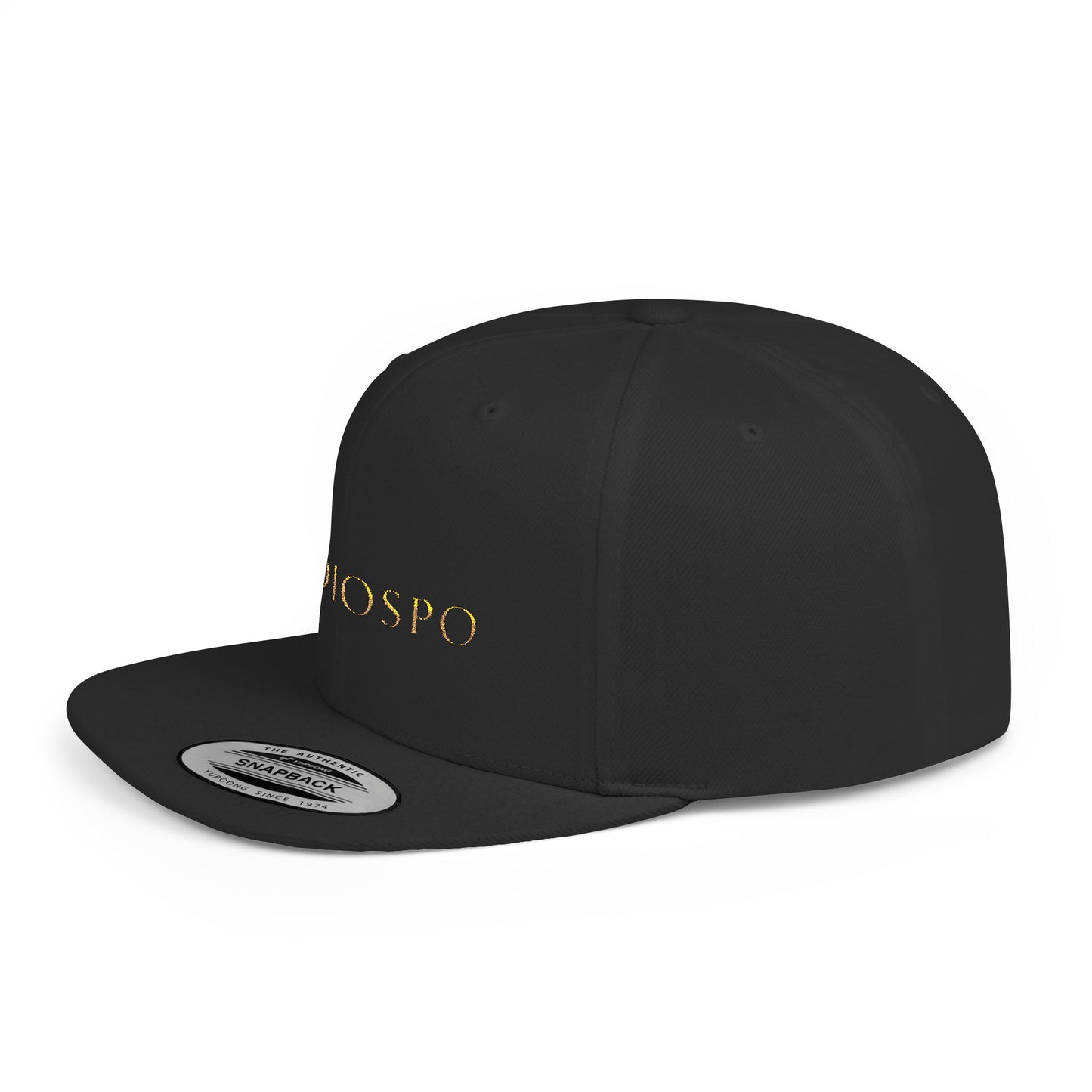 Flat Bill Snapback Hat — Diospo Gold Embroidered Logo