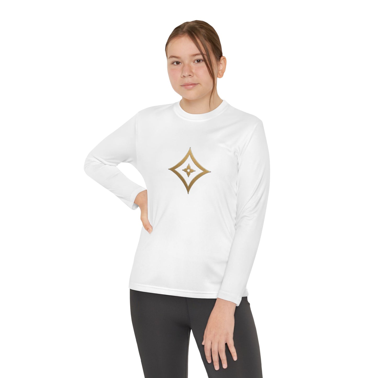 Youth Long Sleeve Tee — Elegant Gold Monogram DP