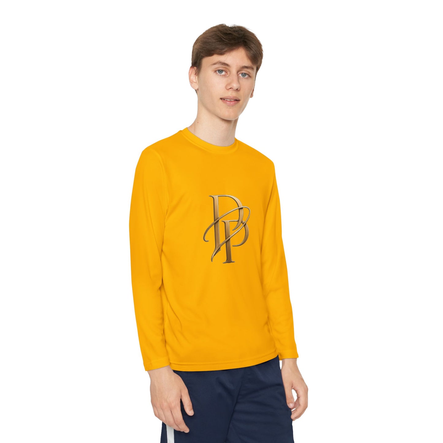 Youth Long Sleeve Tee — Elegant Gold Monogram DP