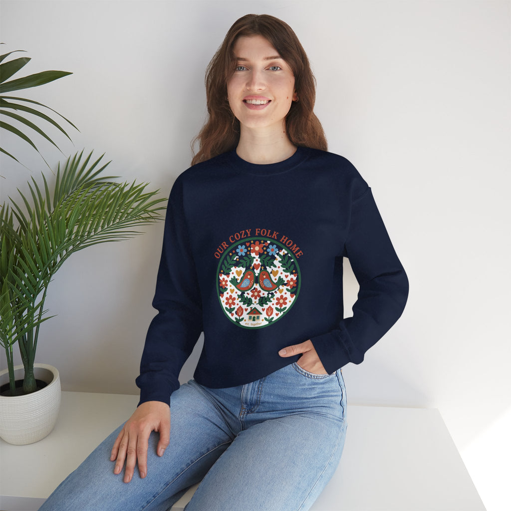 Floral Medallion Folk Art Sweatshirt | rustic motif, vintage folk design