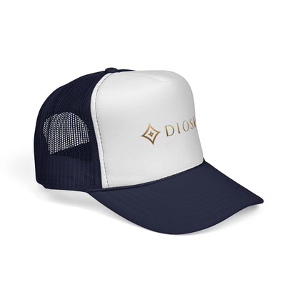 Diopso Logo Trucker Cap — Gold Embroidered Mesh Hat
