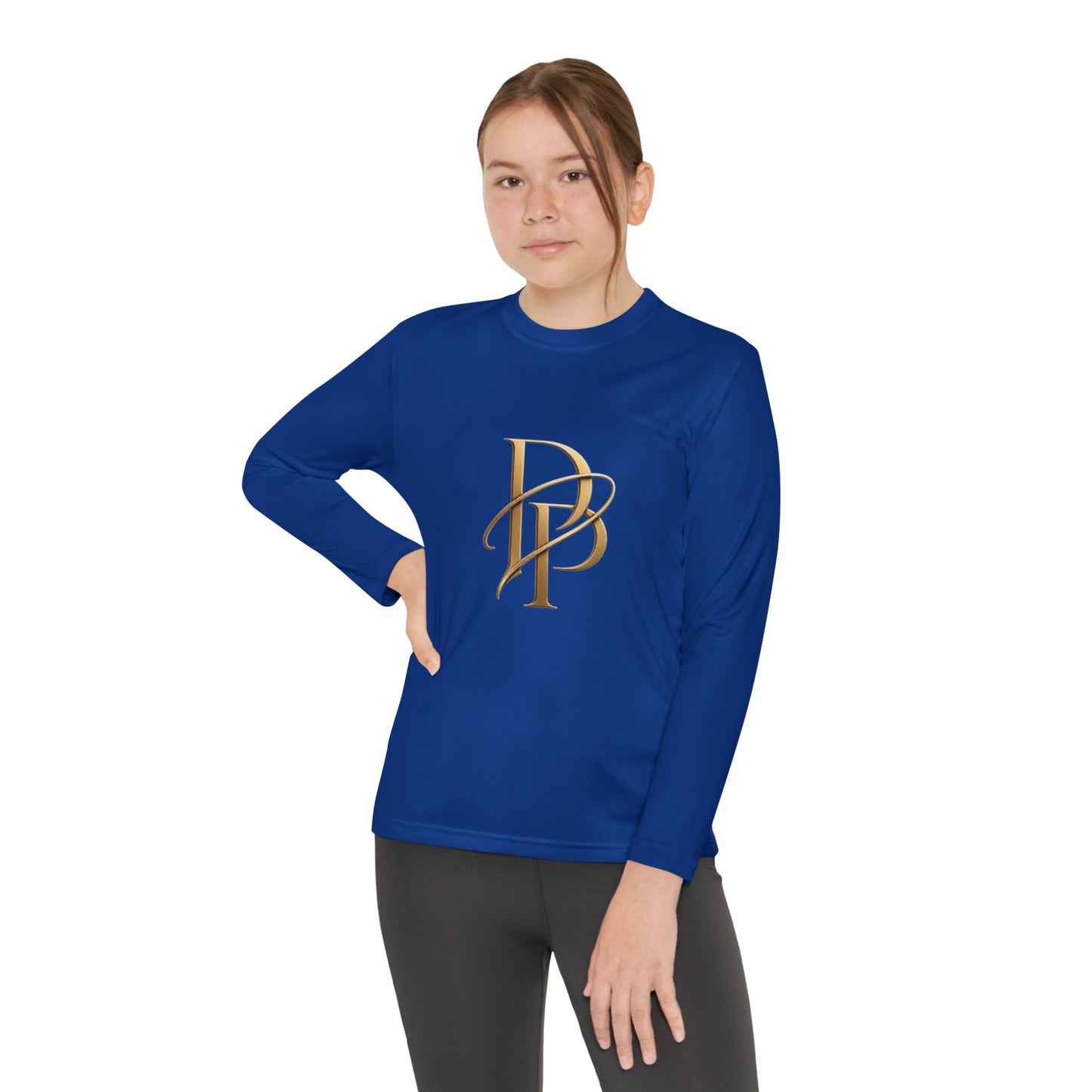 Youth Long Sleeve Tee — Elegant Gold Monogram DP
