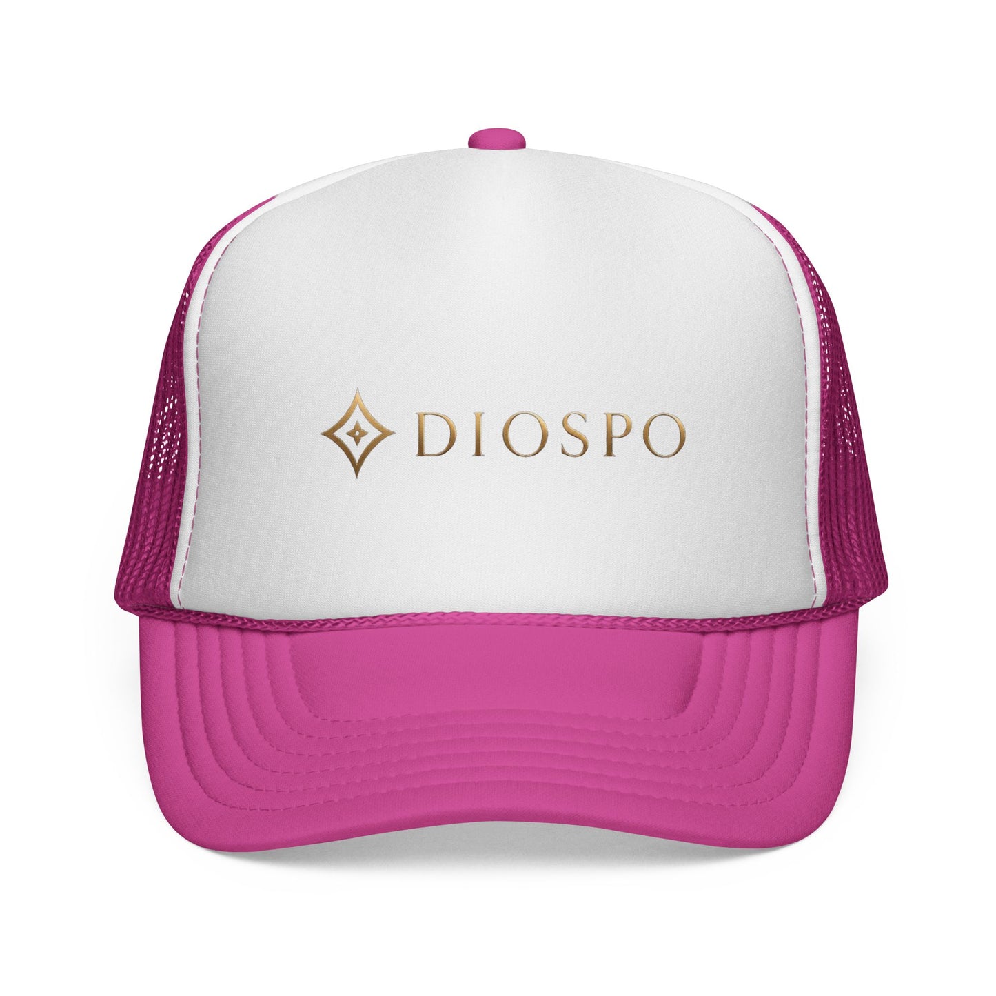 Diopso Logo Trucker Cap — Gold Embroidered Mesh Hat