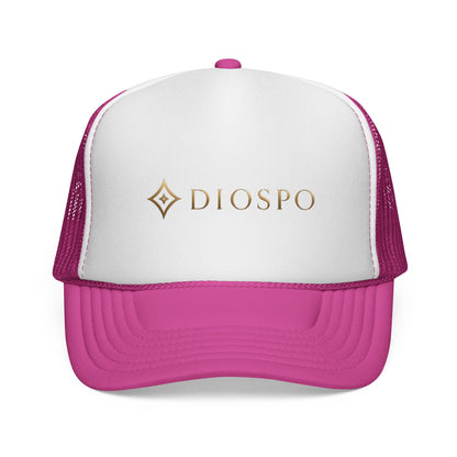 Diopso Logo Trucker Cap — Gold Embroidered Mesh Hat