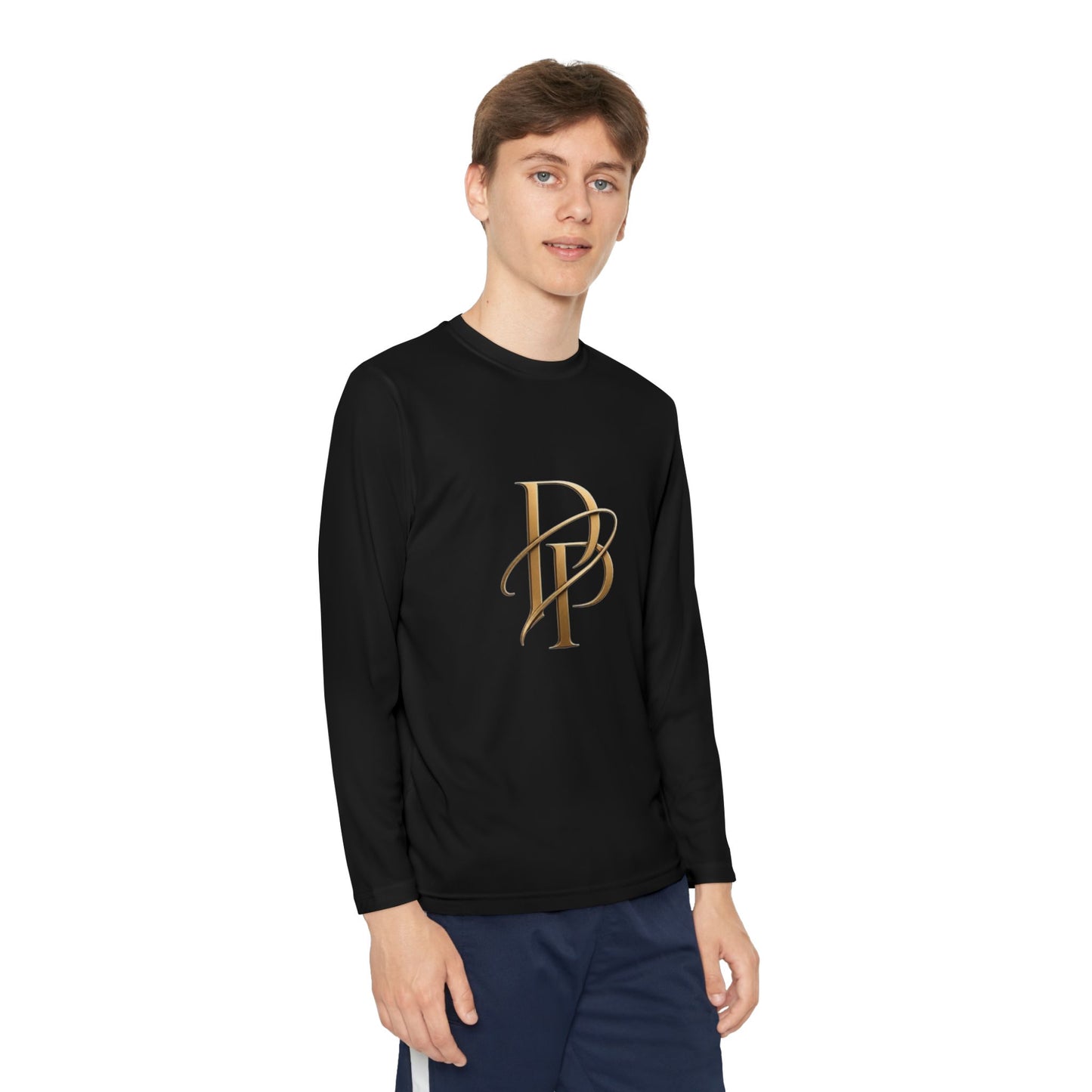 Youth Long Sleeve Tee — Elegant Gold Monogram DP