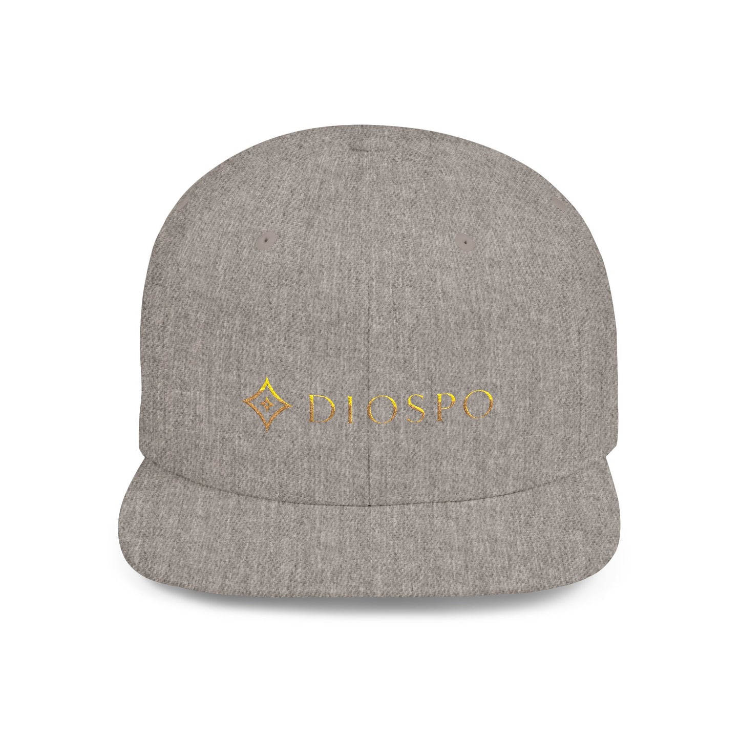 Flat Bill Snapback Hat — Diospo Gold Embroidered Logo