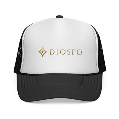 Diopso Logo Trucker Cap — Gold Embroidered Mesh Hat