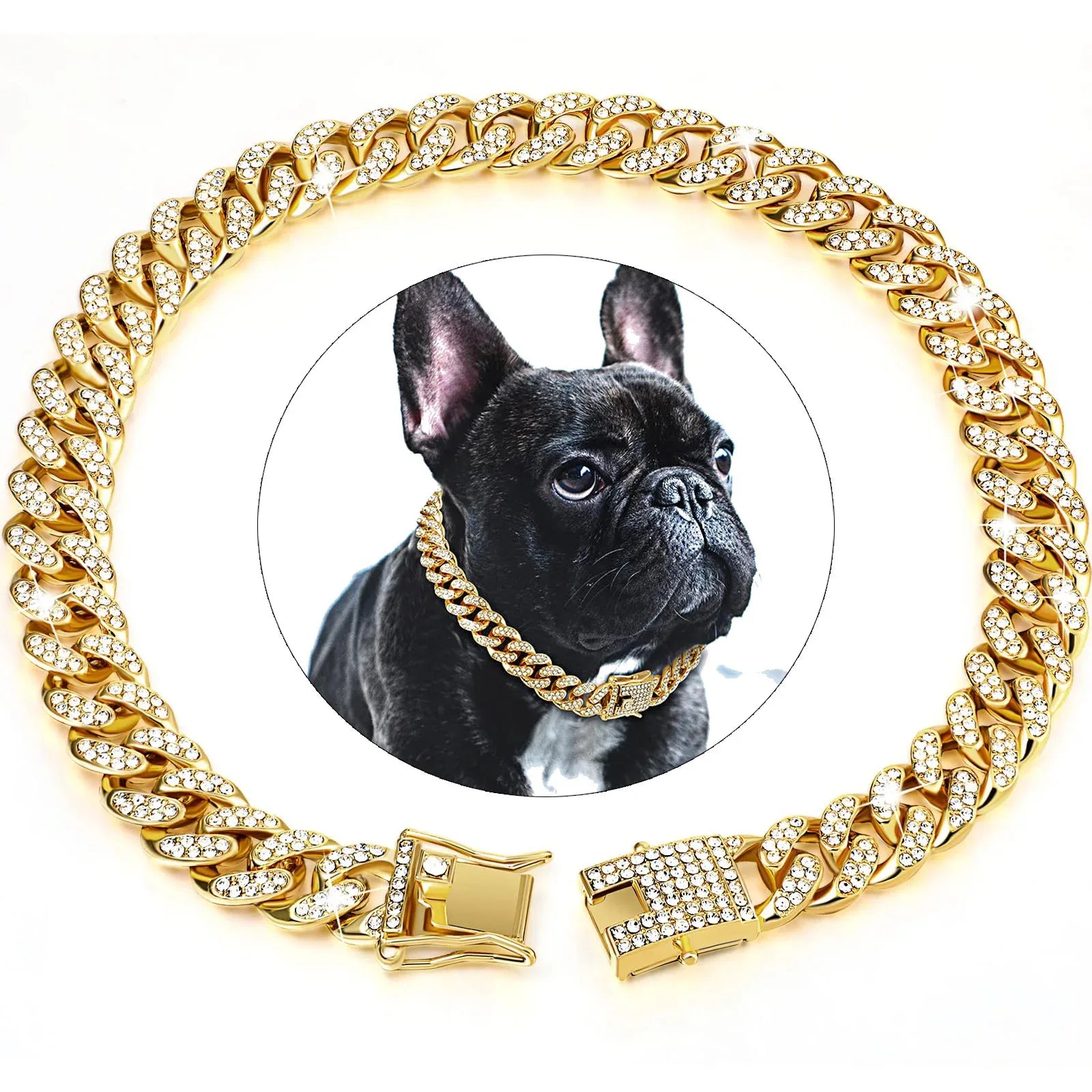 Rhinestone Dog Chain Collar