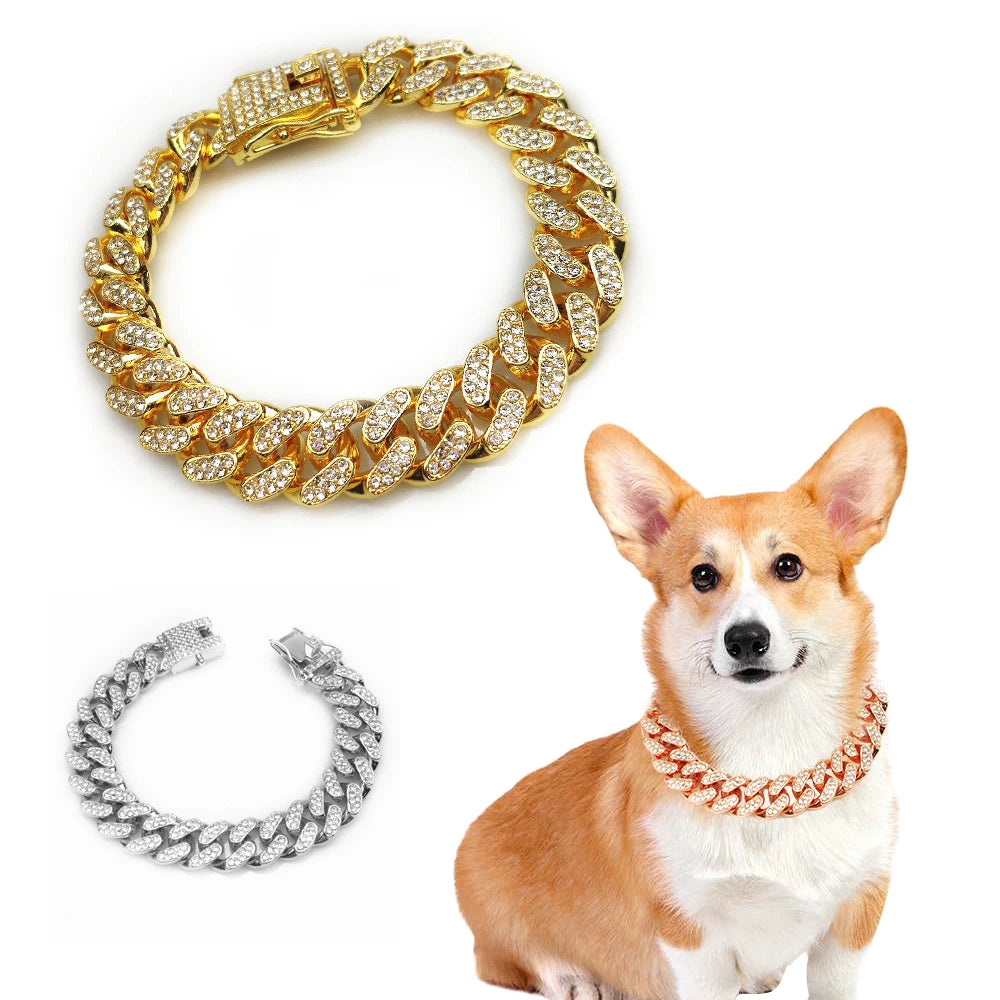 Rhinestone Dog Chain Collar