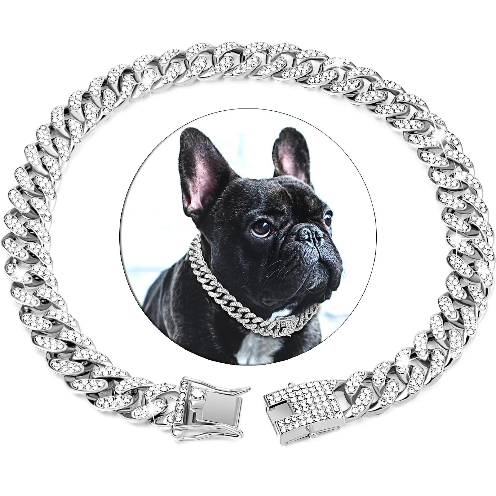 Rhinestone Dog Chain Collar